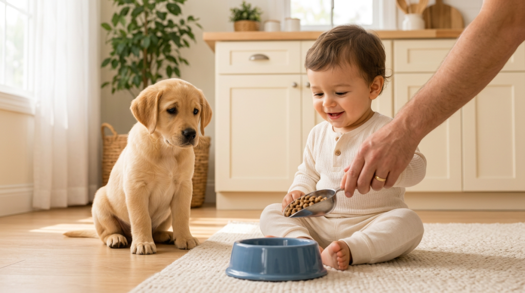 The Right Age to Let Your Toddler Help Feed the Dog